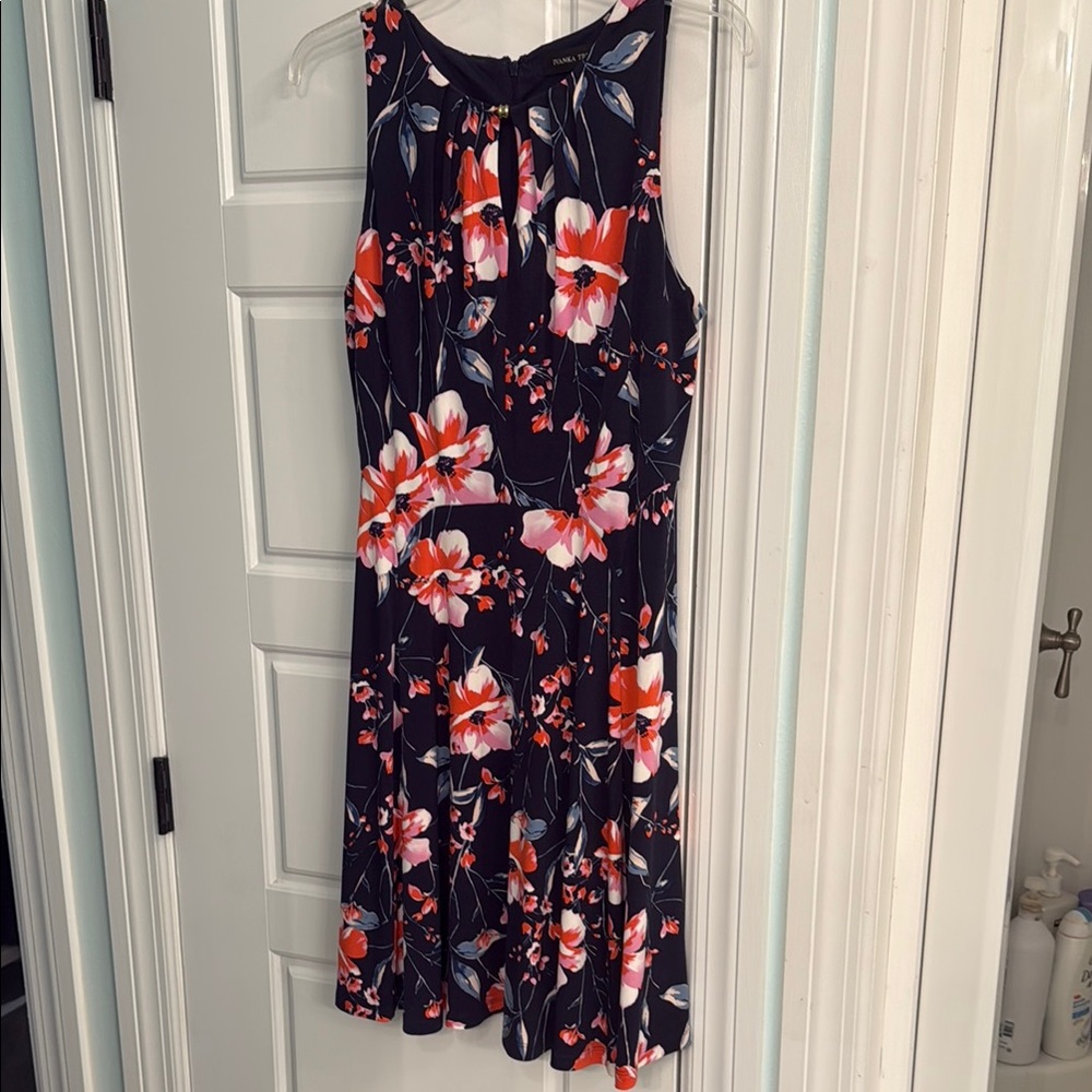 Ivanka Trump Pink and White Asymmetrical Halter Sundress